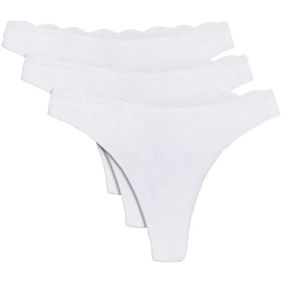 Abbildung von YSABEL MORA Tanga &quot;BASIC COLLECTION COTTON WITH LACE&quot;, (3er Pack), nicht nur bequem, sondern auch romantische Spitzendetails