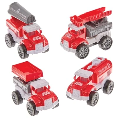 Abbildung von Baker Ross FN120 Feuerwehr Racer zum Zurückziehen 6er Pack, Rennspielzeug für Kinder, Partytaschenspielzeug Kinder