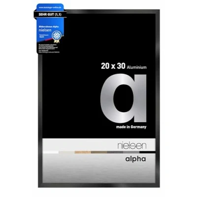 Abbildung von nielsen Bilderrahmen, 20 x 30 cm, Aluminium, Schwarz glanz, Fotorahmen zum Auftstellen und Aufhängen im Hoch &amp; Querformat, Echtglas, Alpha