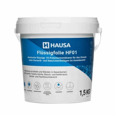 Abbildung von HAUSA Flüssigfolie Dichtfolie für Bad Dusche Küche 1,5kg bis 1,5m² blau Badabdichtung Duschabdichtung elastische Abdichtung unter Fliesen absolut wasserdicht lösemittelfrei Dichtmasse