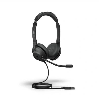 Abbildung von Jabra Evolve2 30 SE Stereo Headset mit Geräuschunterdrückung, kabelgebunden, 2 Mikrofon Anruf Technologie und USB A Kabel, MS Teams Zertifiziert, funktioniert Allen Anderen Plattformen,