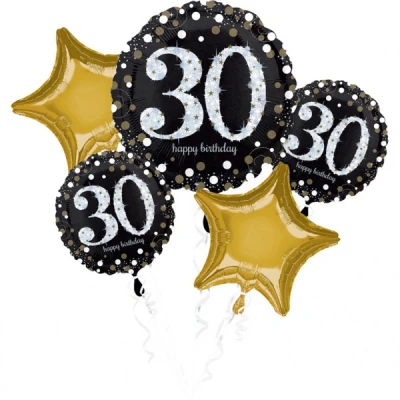 Abbildung von 30 Jahre Luftballons Strauß Sparkling 5 tlg.