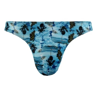 Abbildung von Bruno Banani Long Beach String Blau Muster Polyamid Small Herren