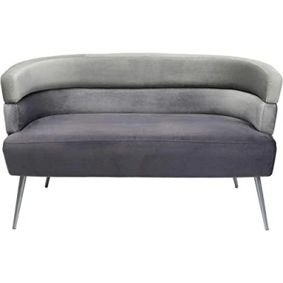 Abbildung von Kare Design Sofa Sandwich 2 Sitzer, Grau, Sofa, Couch, Samptoptik, Stahlfüße, handgearbeitet, 64x125x64 cm (H/B/T)
