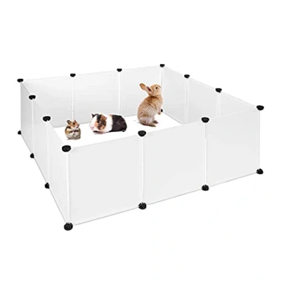Abbildung von Relaxdays Freilaufgehege Kunststoff, DIY Freigehege, Erweiterbarer Auslauf für Kleintiere, HBT 47 x 110 cm, weiß