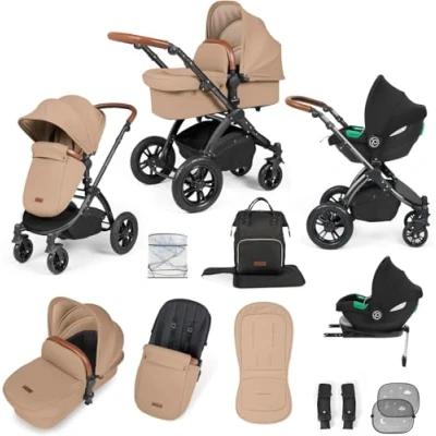 Abbildung von Ickle Bubba Stomp Luxe All in One Reisesystem mit Isofix Basis (Cirrus) (Schwarz/Wüste/Hellbraun)