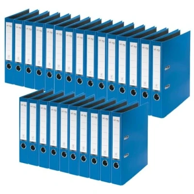 Abbildung von VON Leitz Ordner A4, 25er Pack, Karton mit Kunststoffeinband, 50 mm Rückenbreite, Für 350 Blatt, Blauer Engel &amp; FSC zertifiziert, Schule, Studium Zuhause, Blau, 10560035