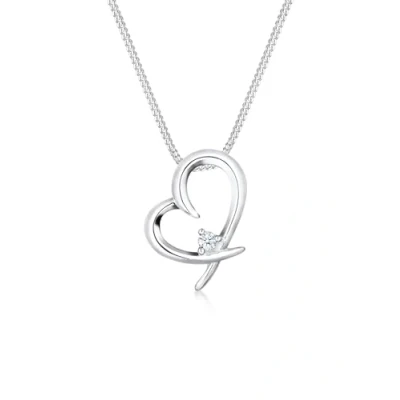 Abbildung von Elli DIAMONDS Halskette Damen Herz Anhänger Verbundenheit schlicht mit Diamant (0.03 ct.) in 925 Sterling Silber