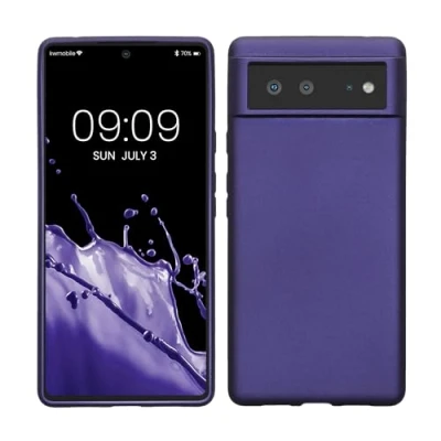 Abbildung von kwmobile Case kompatibel mit Google Pixel 6 Hülle Schutzhülle aus Silikon metallisch schimmernd Handyhülle Metallic Blauviolett