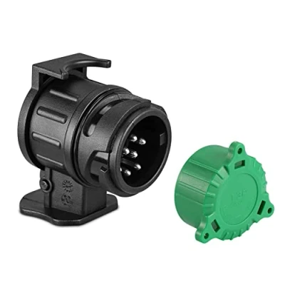 Abbildung von SPARKMOTO Anhänger Adapter 13 auf 7 polig, inkl. Grün Parking Cover,12V Wasserdicht Pol Stecker für PKW Anhängerkupplung von Auto Steckdose