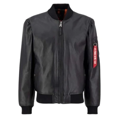 Abbildung von Alpha Industries MA1 Lederjacke, Herren, Größe: Medium, Black