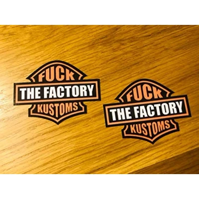 Abbildung von Fuck The Factory KUSTOMS 2 Stück Set Aufkleber Sticker Bike Bobber Ratte Mi327