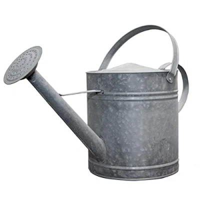 Abbildung von Antikas Gartenfigur Gießkanne aus Zink, XL, Silbergrau, Deko Kanne, Blumenbeet