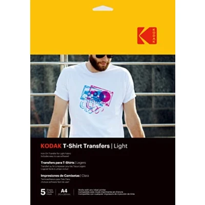 Abbildung von KODAK T Shirt Transferpapier für helle Stoffe zum Aufbügeln, hochwertig, Drucke auf Heller Kleidung