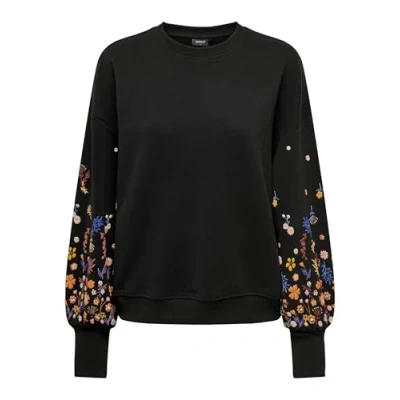 Abbildung von ONLY Onlbrooke Flower Sweatshirt, Damen, Größe: XL, Black
