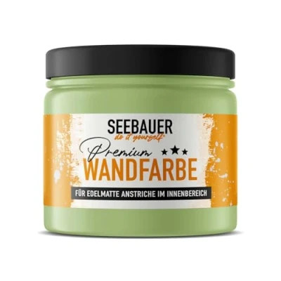 Abbildung von SEEBAUER diy Wandfarbe Grün 300ML für Innen (No. 735 Spring Feeling) Edelmatte hellgrüne Innenfarbe Grüntöne sehr hohe Deckkraft Matt, Abwaschbar und Tropffrei