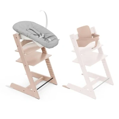 Abbildung von Stokke Tripp Trapp Hochstuhl, Serene Pink (inklusive Stuhl &amp; Baby Set2) mit Newborn Set Sicheres, verstellbares, ergonomisches Design