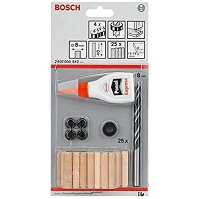 Abbildung von Bosch Accessories Professional 32tlg. Holzdübel Set (Ø 8 mm), Schwarz/Silber