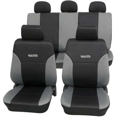 Abbildung von PETEX Auto Sitzbezüge Universal Komplett Set 11 teilig Wave grau, Eco Class mit SAB 1 Vario