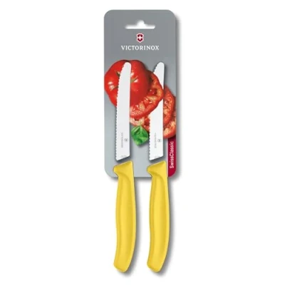 Abbildung von Victorinox Swiss Classic, Profi Tomaten und Tafelmesser, Extra Scharfe Klinge, Wellenschliff, 11 cm, Rostfreier Stahl, gelb