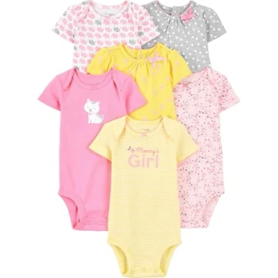 Abbildung von Simple Joys by Carter&#039;s Baby Mädchen 6 Pack Short Sleeve Bodysuit Body, Rosa/Gelb, Frühchen (6er Pack)