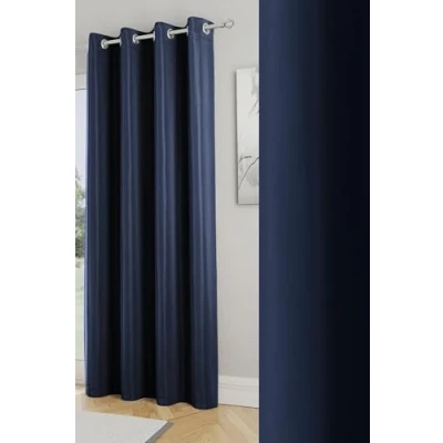 Abbildung von Enhanced Living Nightfall Türvorhang mit Ösen, superweich, energiesparend, geräuschreduzierend, für Wohnzimmer und Schlafzimmer, 168 x 214 cm, Marineblau