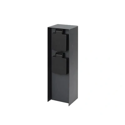 Abbildung von Garten Steckdosensäule aus Edelstahl, Outdoor, IP44, mit 2 Steckdosen, Anthrazit, eckig, Höhe 23 cm, (mit STD, Anthrazit)