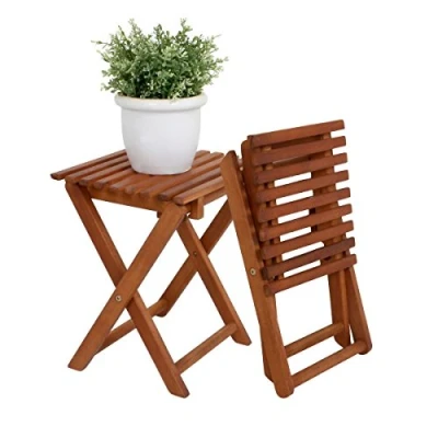 Abbildung von Spetebo Klapptisch Eukalyptus Blumen Klapphocker (Packung, 1 St., Klappbarer Hocker), Holz Beistelltisch