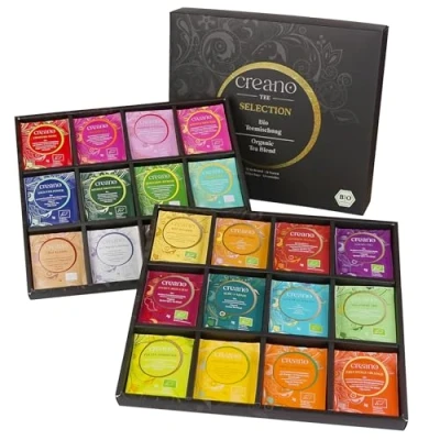 Abbildung von Creano Bio Kräutertee &amp; Tee Geschenkset „WORLD OF TEA“ 72 Teebeutel in 24 unterschiedlichen Sorten 144g NEUHEIT 2025*