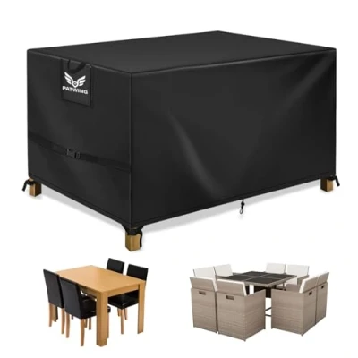 Abbildung von PATWING Gartenmöbel Abdeckung,600D Oxford Gewebe Abdeckhauben für Möbelsets,asserdicht,Winddicht,UV Beständiges Abdeckung Winterfest Sitzgruppe Gartentisc (120*60*90cm)
