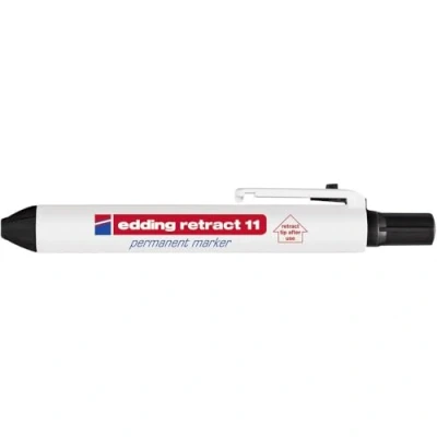 Abbildung von edding retract 11 Permanentmarker schwarz 10 Stifte Rundspitze 1,5 3 mm wasserfest, schnell trocknend für einfache Einhandbedienung Karton, Kunststoff, Holz, Metall, Glas