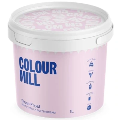 Abbildung von Colour Mill White Buttercream Gloss Frost, Weiße Buttercreme im Schweizer Baiser Stil, Cremiger Vanille, Perfekt zum Glasieren, Spritzen und Füllen 1 L