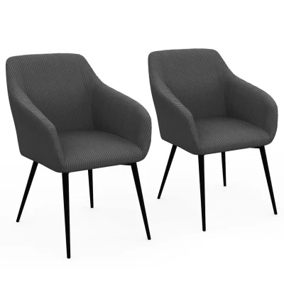 Abbildung von IDMarket 2er Set Esszimmerstühle Esszimmerstuhl Jany aus Cord Grau
