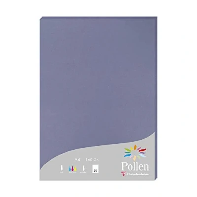 Abbildung von Clairefontaine 14219C Packung mit 50 Blatt Briefpapier Pollen, DIN A4 160g, in der Masse gefärb, für den Druck geeignet, ideal Ihre Einladungen und Korrespondenz, Vergissmeinichtblau, 1 Pack