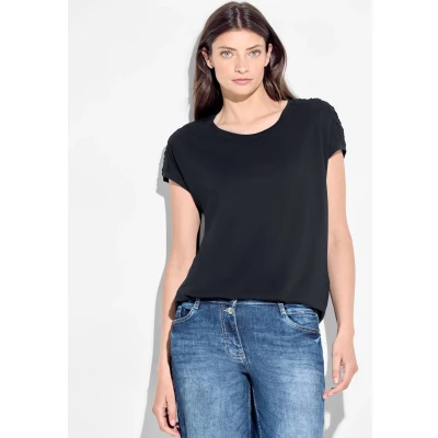 Abbildung von Cecil Dekoratives Tshirt basic, Damen, Größe: Medium, Blau
