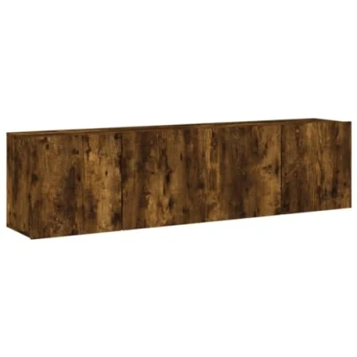 Abbildung von vidaXL TV Wandschrank 2 STK., Schrank mit viel Stauraum, Wandmontage Fernsehschrank Regal, Hängeschrank Möbel Ständer, Modern, Räuchereiche