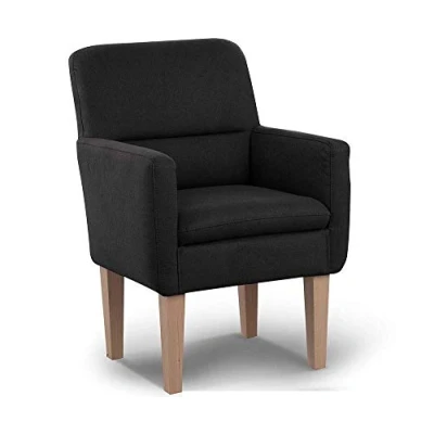 Abbildung von CAVADORE Diningsessel Kira / Polstersessel für Küche, Esszimmer oder Wohnküche Passend zur Küchengarnitur Leichte Fleckenentfernung dank Soft Clean 66 x 96 71 Flachgewebe: Schwarz