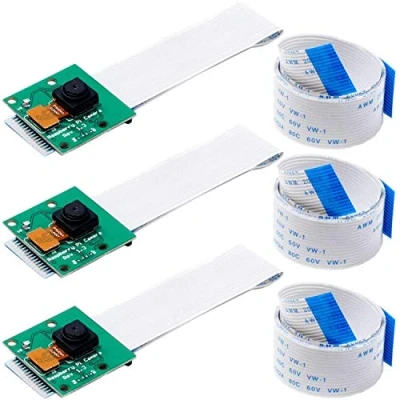 Abbildung von AZDelivery 3 x Kamera mit 15cm Flexkabel und 100cm kompatibel Raspberry Pi inklusive E Book!