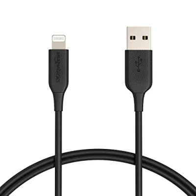 Abbildung von Amazon Basics Verbindungskabel Lightning auf USB A, MFi zertifiziertes Ladekabel für iPhone, schwarz, 0.9 m, 2 Stück