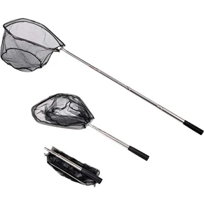Abbildung von Restcloud Angelkescher mit Teleskopstangengriff, ausziehbar bis 127 cm, 91,4 cm Aluminiumgriff., 48&quot; Full Extended