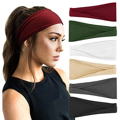 Abbildung von DRESHOW 6 Stück Damen Stirnband Kopfband Haarband Turban Elastische Haarschmuck für Mädchen Alltag Yoga Sport Fitness