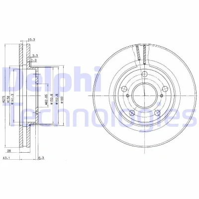 Abbildung von DELPHI BG2782 Bremsscheibe 275 28 5 Belüftet geölt unbehandelt ohne Radlager, ABS Sensorring TOYOTA: Avensis Verso, Previa / Estima II