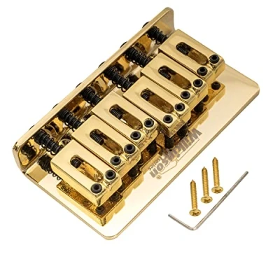 Abbildung von Wilkinson WOF01 52,5mm Hardtail Steg Fixed Bridge für Squier/Mexico Fender Strat E Gitarre, Gold