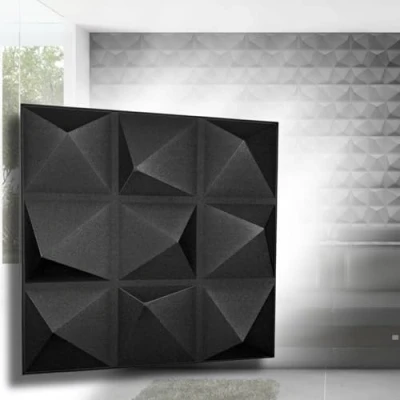 Abbildung von 3D Wandpaneele Dekoren Wandverkleidung Deckenpaneele Platten Paneele Wanddeko Wandtattoos POLYSTYROL MATERIAL STYROPOR ARTIG / 3m² 12PCS Pyramide Black 3mm stärke