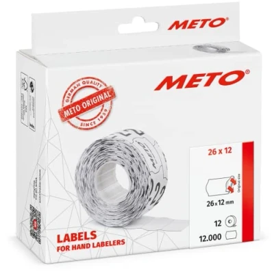 Abbildung von Meto Etiketten für Handauszeichner (26x12 mm, 1 zeilig, 12.000 Stück, weiß, permanent haftend, Meto, Hutner, Avery, Contact, Sato, Tovel etc.)
