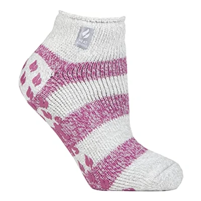 Abbildung von HEAT HOLDERS Damen Socken Kurz Warm Quarter Füßlinge Thermosocken Sneaker mit ABS (37 42, Hellgrau/berry (valencia))