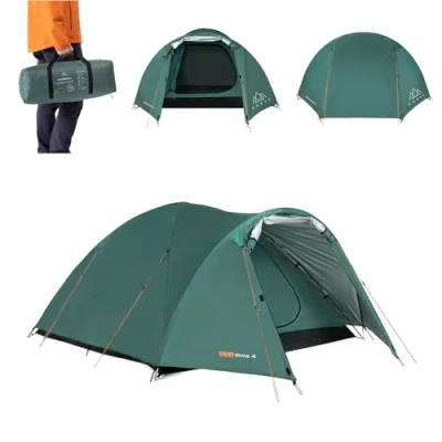 Abbildung von KADVA CAMPdome 4 Kuppelzelt 300 x 210 125 cm für Personen Wasserdichtes Leichtes und Robustes Fiberglasgestell Ideal fürs Camping Wandern Farbe Verde