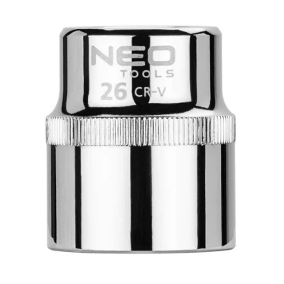 Abbildung von NEO TOOLS 08 026 Steckschlüsseleinsatz 1/2 3124 26 mm Chrom Vanadium Stahl SuperLock