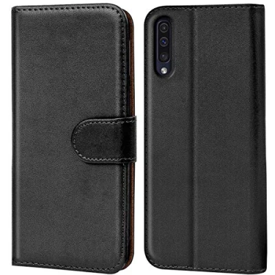 Abbildung von Verco Handyhülle für Galaxy A70 Hülle, Samsung A70s Hülle / Tasche PU Leder Flip Case Brieftasche Schwarz