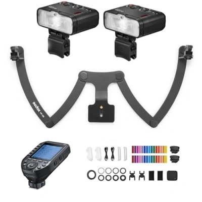 Abbildung von Godox MF12 K2 2PCS Makroblitz +MF DB 360 drehbare Blitzhalterung +XPROII C Flash Trigger TTL M Modus mit Buntem Filter Kaltschuh für Dentalfotografie Makrofotografie Ersatz Canon Kameras